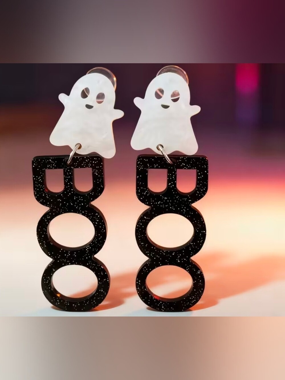 $8 Each Or Bundle 5/$20 Ghost & Glitter Black Boo Drop Earrings